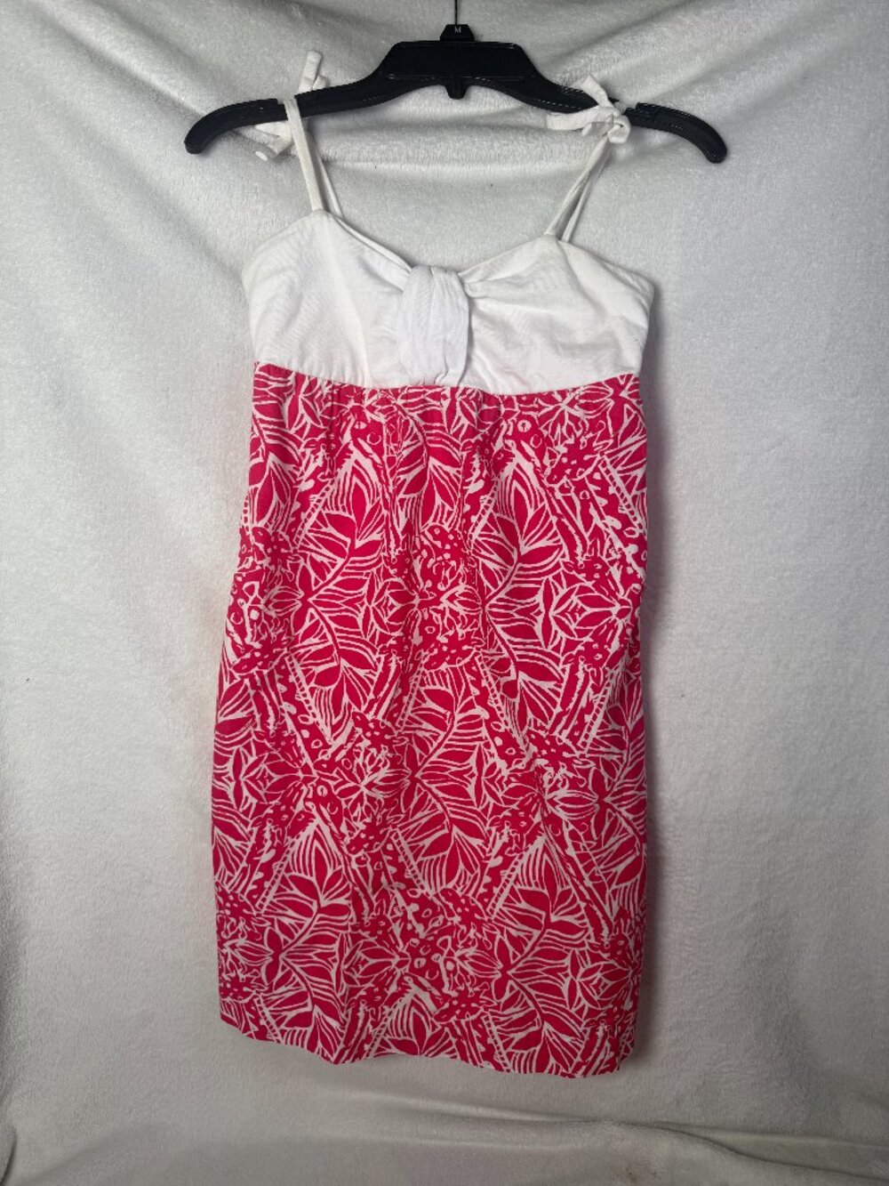 Lilly Pulitzer Pink White Tropical Cotton Sundress Size 12 Adjustable Straps